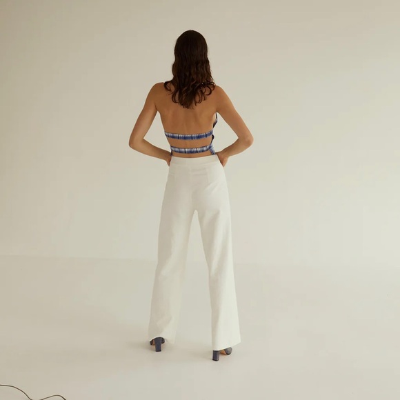 NWT PERMANENT VACATION Perception Halterneck in Blue Plaid Tartan Open Back - Picture 4 of 9